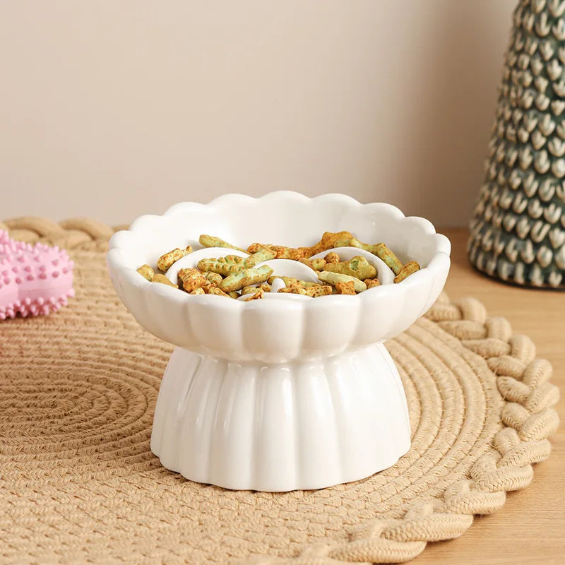 Elevated Ceramic Slow-Feed Cat Bowl