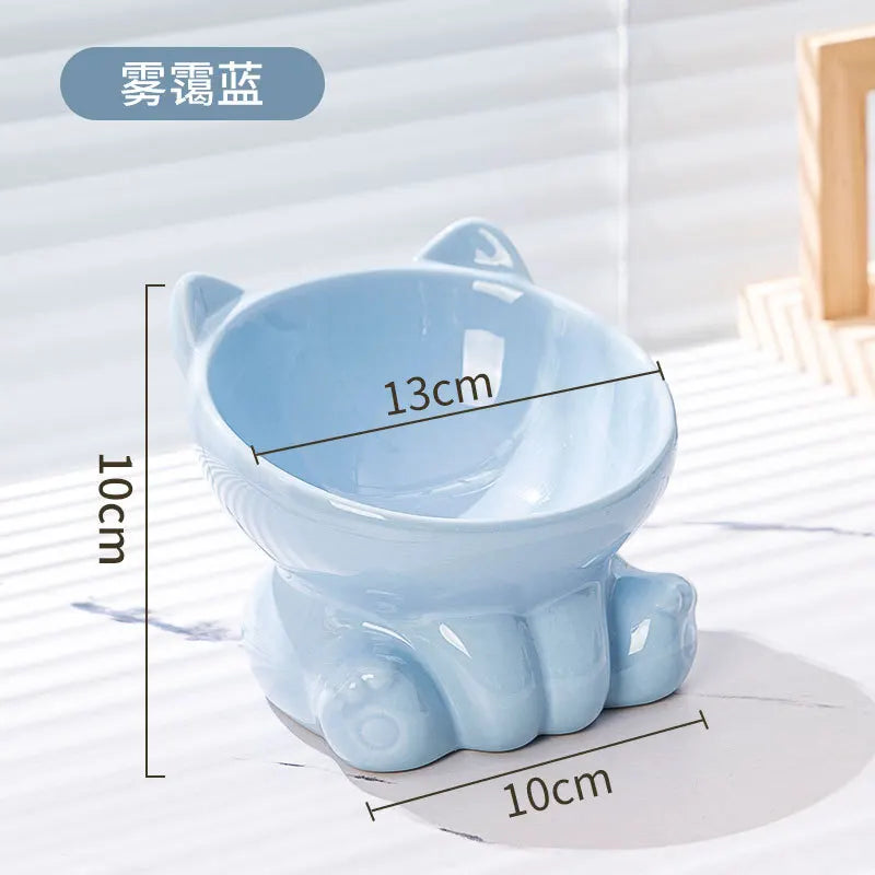 Cat Bowl Pet Accessories Ceramic Diagonal High Feet Cute Protection Cervical Spine Dog Bowl Drink Water Bowl Pet Supplies