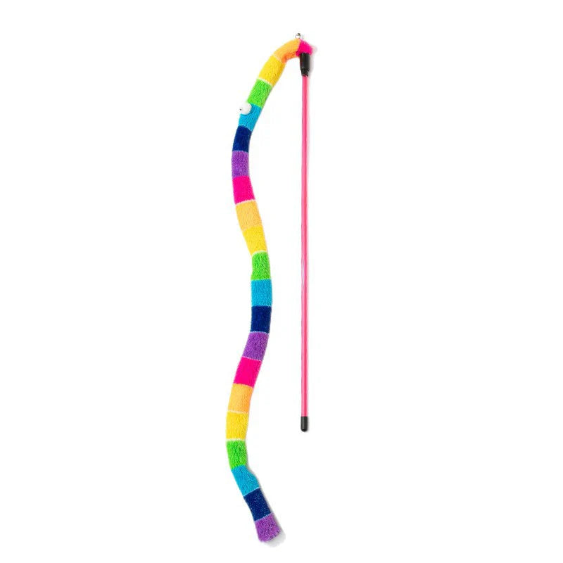 Colorful Caterpillar Feather Cat Teaser Wand Toy - view 7