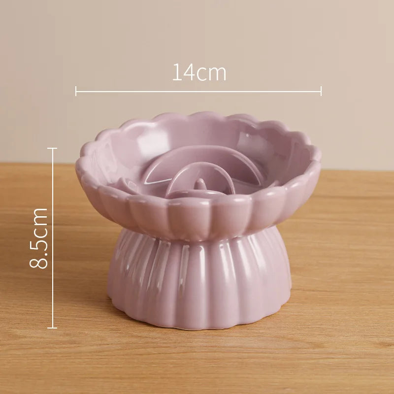 Elevated Ceramic Slow-Feed Cat Bowl