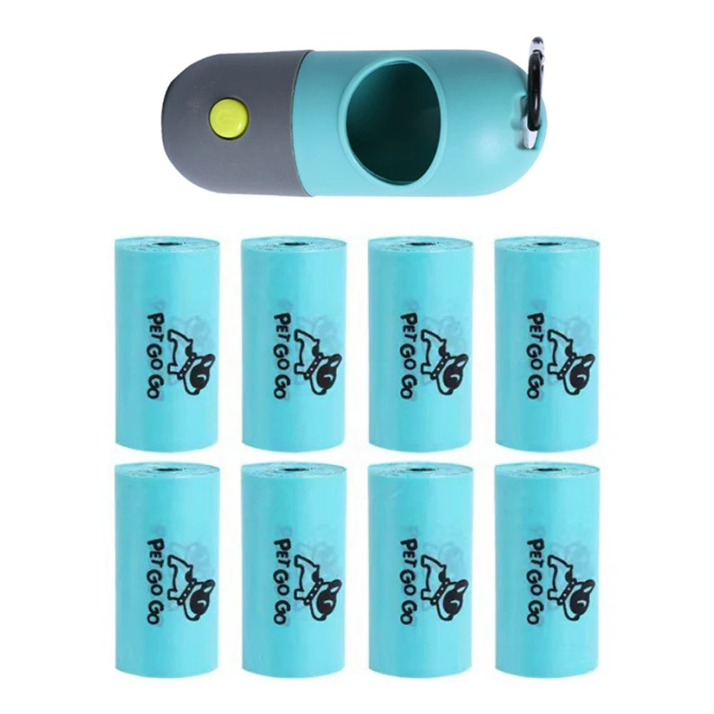 Dog Poop Bag Dispenser with LED Light & Hanging Hook