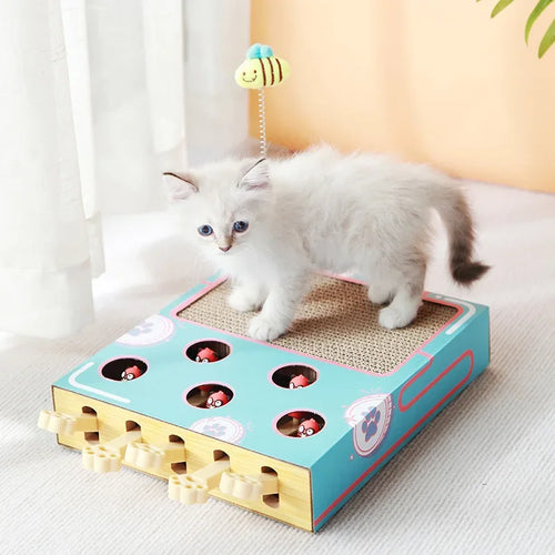 3-in-1 Whack-a-Mole Cat Toy with Scratching Pad - view 2