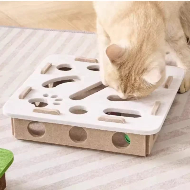 Felt Maze Puzzle Box Cat Toy with Bell Balls - view 5