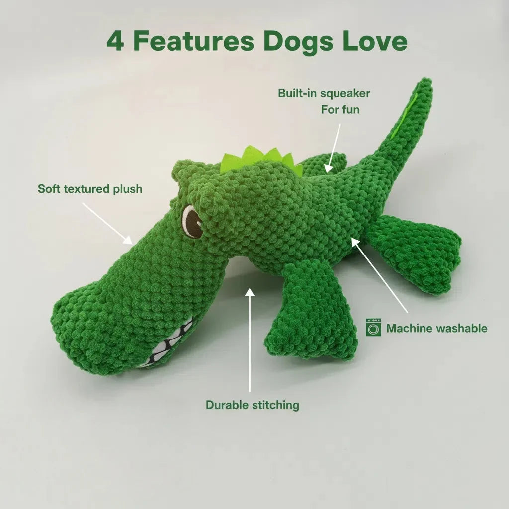 Large Squeaky Plush Crocodile Dog Toy - view 3