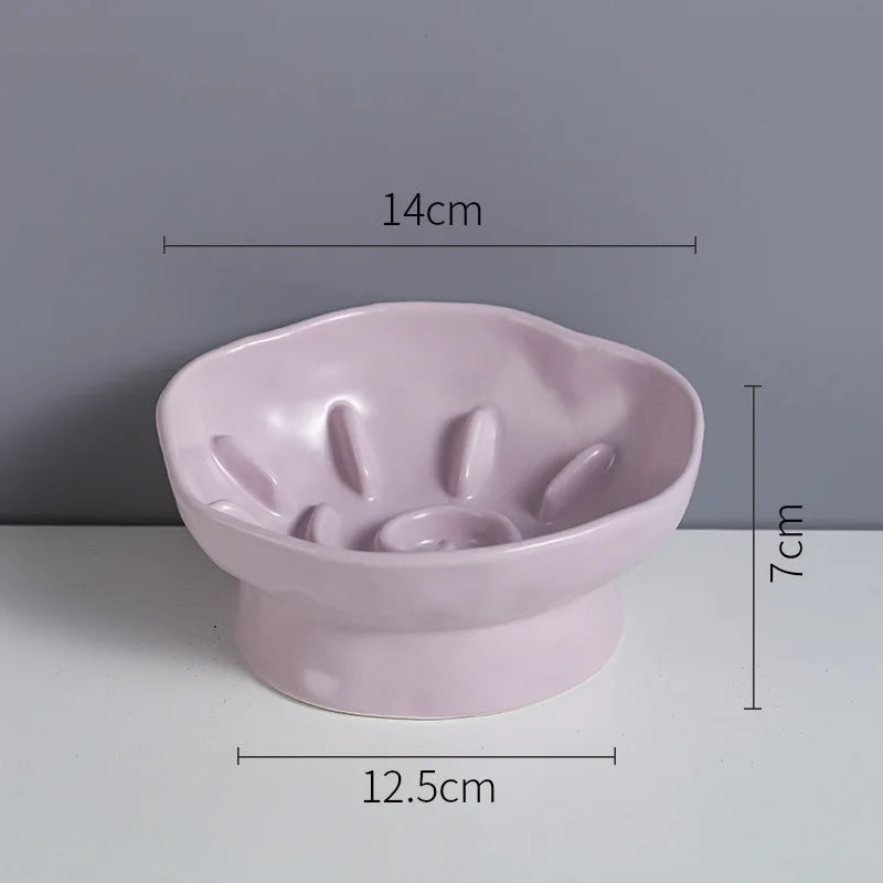 Elevated Ceramic Slow-Feed Cat Bowl