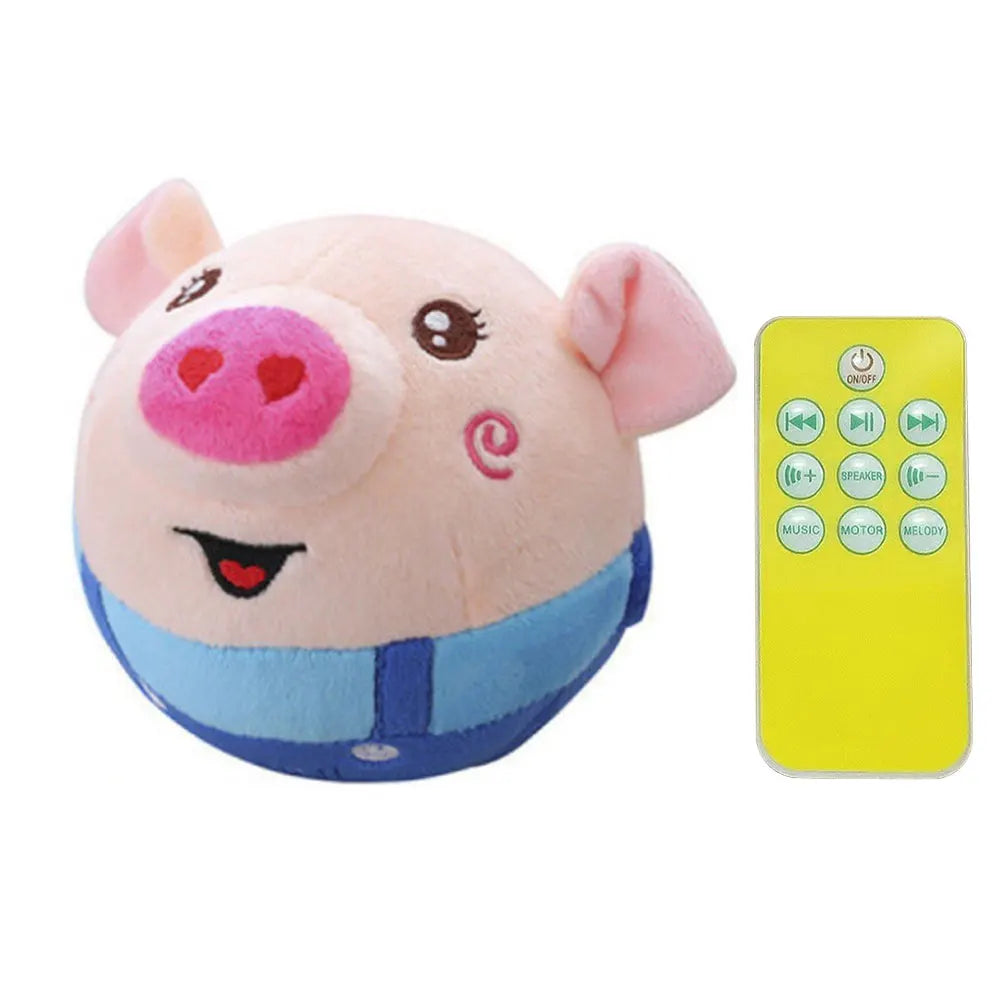 Cartoon Pig Active Moving Pet Plush Toy USB Rechargeable Interactive Dog Toys Pet Bouncing Balls for Dogs Cats