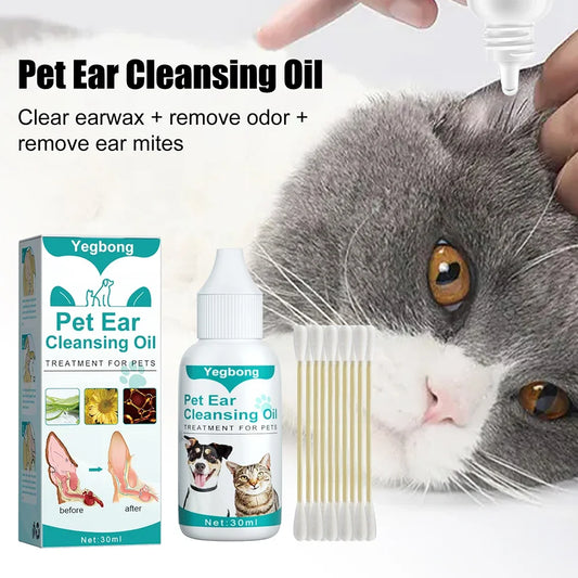 30ml Dog Ear Cleaning Remove Mites Dog Ear Medicine Keep Canals Clean Cat Ear Deodorant Oil Anti-ticks for Pet Cleaning Supplies