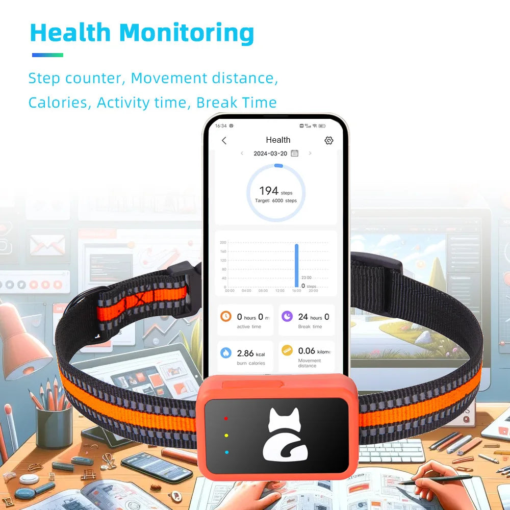 4G Smart Dog Collar Holder GPS Tracker for pet Waterproof Free SIM Cat Tracking Device Pet Locator with Find My for iOS Android