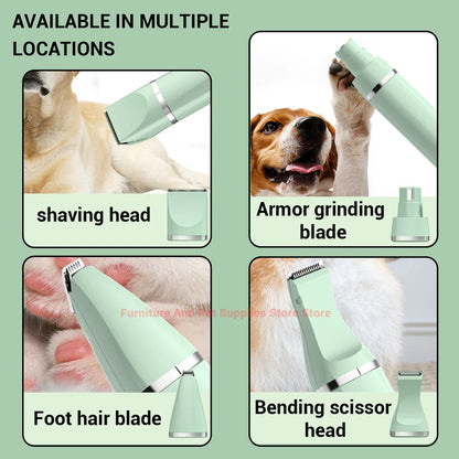 Professional 4-in-1 Electric Pet Grooming Tool Set Dog Hair Clippers USB Rechargeable Pets Haircut Trimmer Shaver Cats Supplies