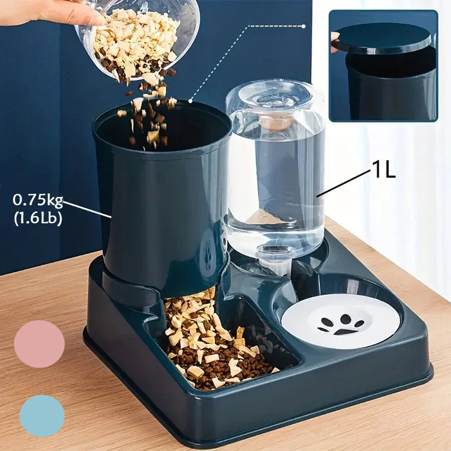 2-in-1 Tilted Gravity Food and Water Feeder for Cats