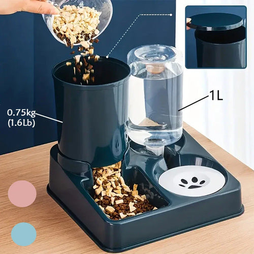 2-in-1 Tilted Gravity Food and Water Feeder for Cats