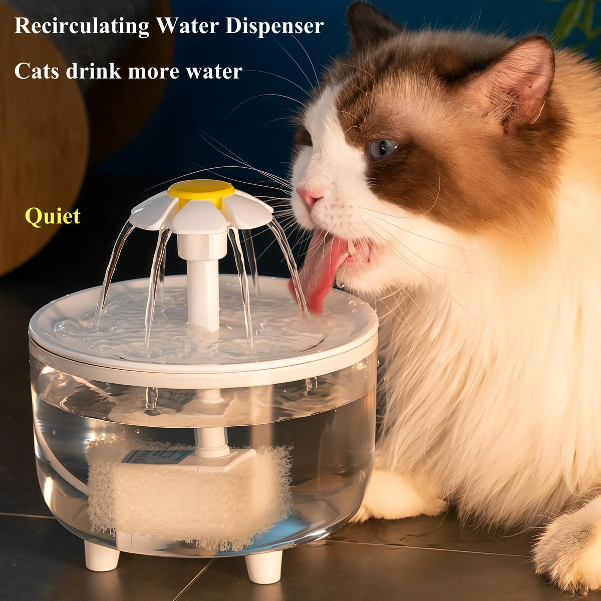 Silent USB Cat Water Fountain with Filter, 1.2L