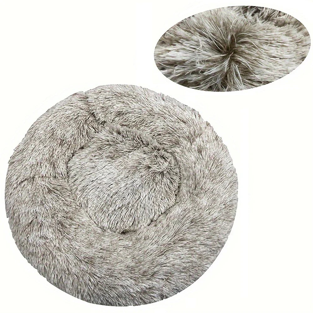 Round Dog Bed Winter Warm Cat Bed Plush Basket for Dog Washable Pet Bed for Small Medium Large Dog Sofa Cat