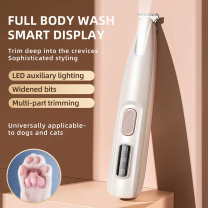 Portable Dog Paw Trimmer with Led Light - Pets Nail Grinder Shaver Clipper - Rechargeable Cordless Nail Grooming Tools for Cats