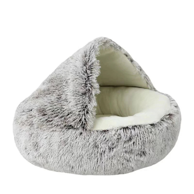 Round Plush Cave Bed with Cover for Cats and Small Dogs - view 8