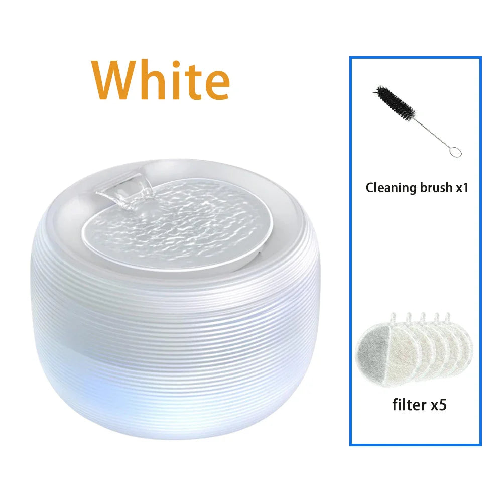 Smart Ultra Quiet Waterfall ﻿ 2.5L Cat Water Dispenser with Smart Pump Pet Water Fountain for Cats and Dogs Built-in LED Light