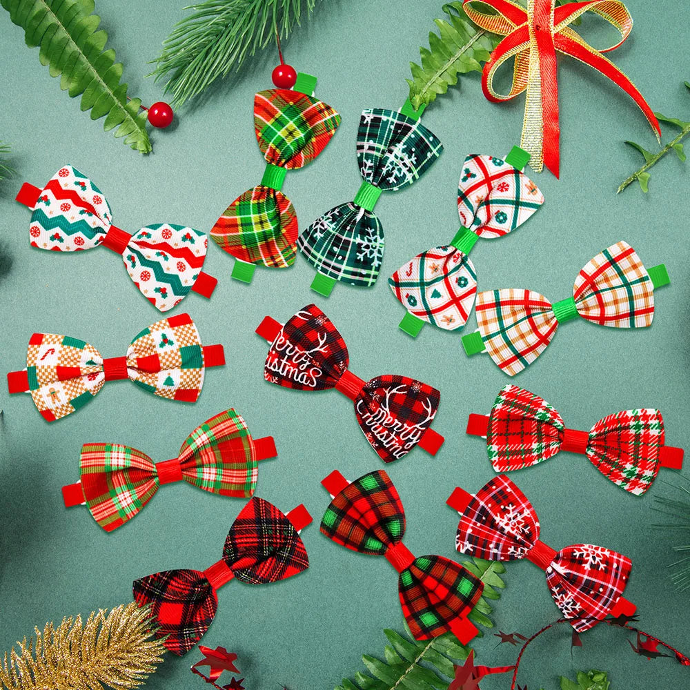 Christmas Plaid Bow Ties for Dogs and Cats, 20/40 Pack - view 5