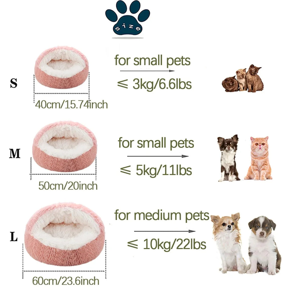 Round Plush Pet Bed with Removable Cover