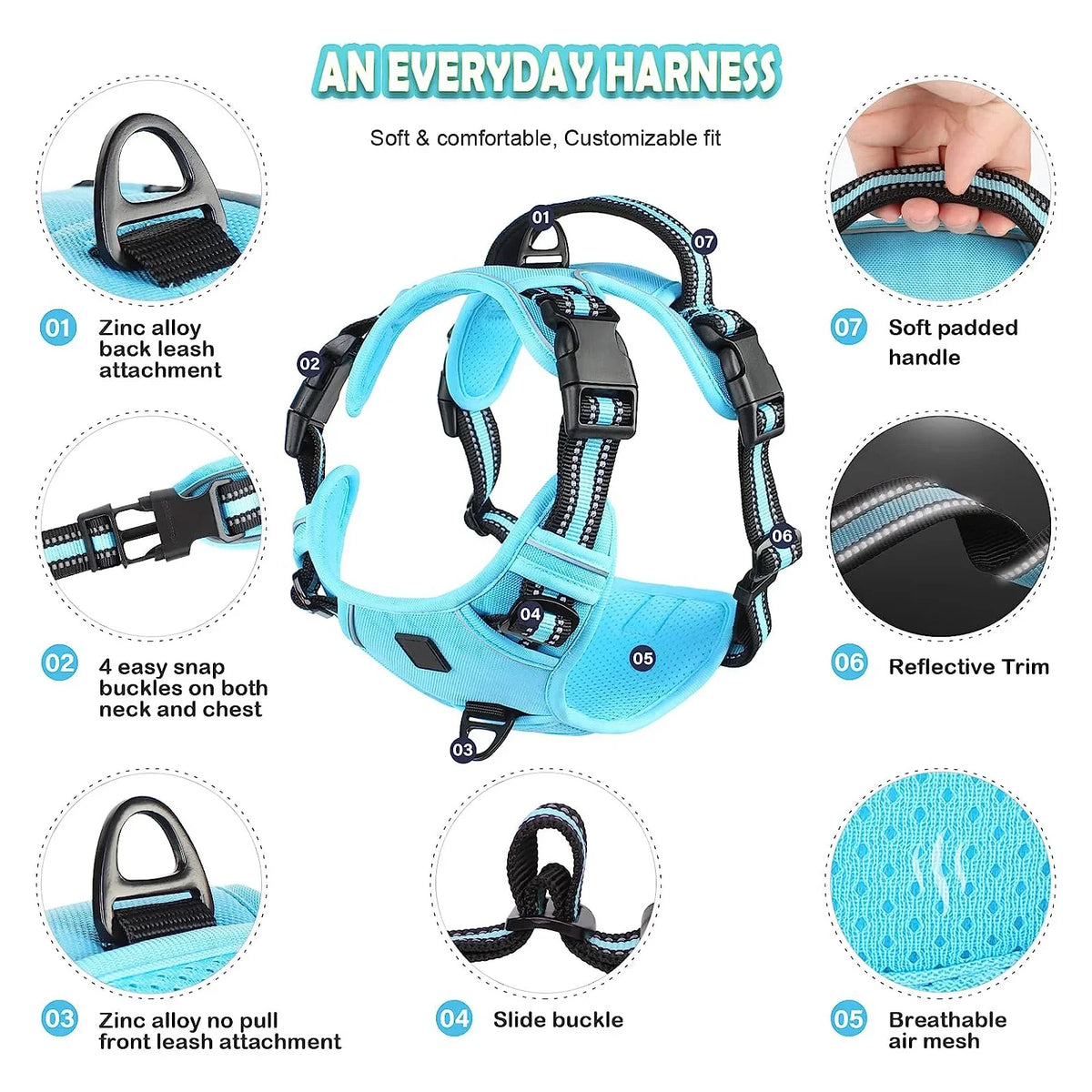 No-Pull Padded Dog Harness with Handle - view 3