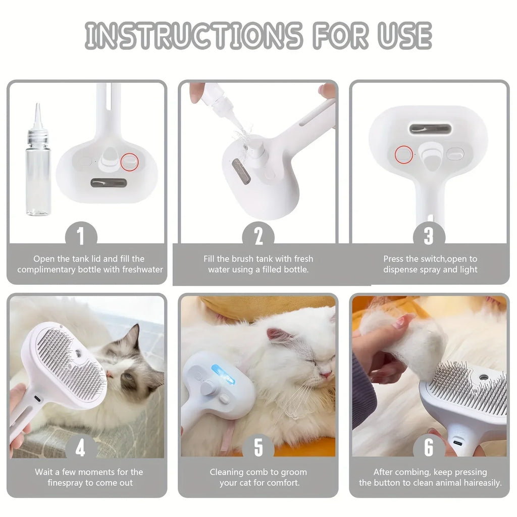 3-in-1 Anti-Tangle Steam Spray Brush for Dogs and Cats - view 4