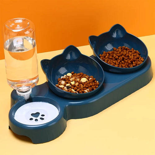 3-in-1 Tilted Pet Water and Food Bowl
