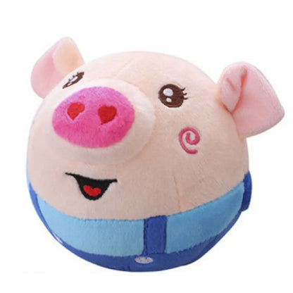 Cartoon Pig Active Moving Pet Plush Toy USB Rechargeable Interactive Dog Toys Pet Bouncing Balls for Dogs Cats