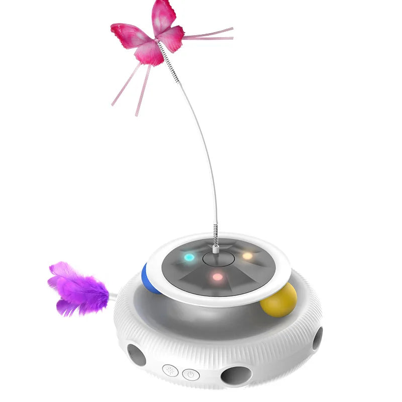 3 in 1 Smart Cat Toys Automatic Fluttering Butterfly Feather Fun Ball Toy Set For Cat Electronic Interactive Pet Toy Accessories