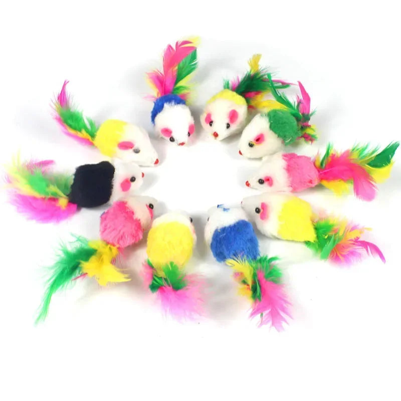 Rainbow Feather Mouse Cat Toy