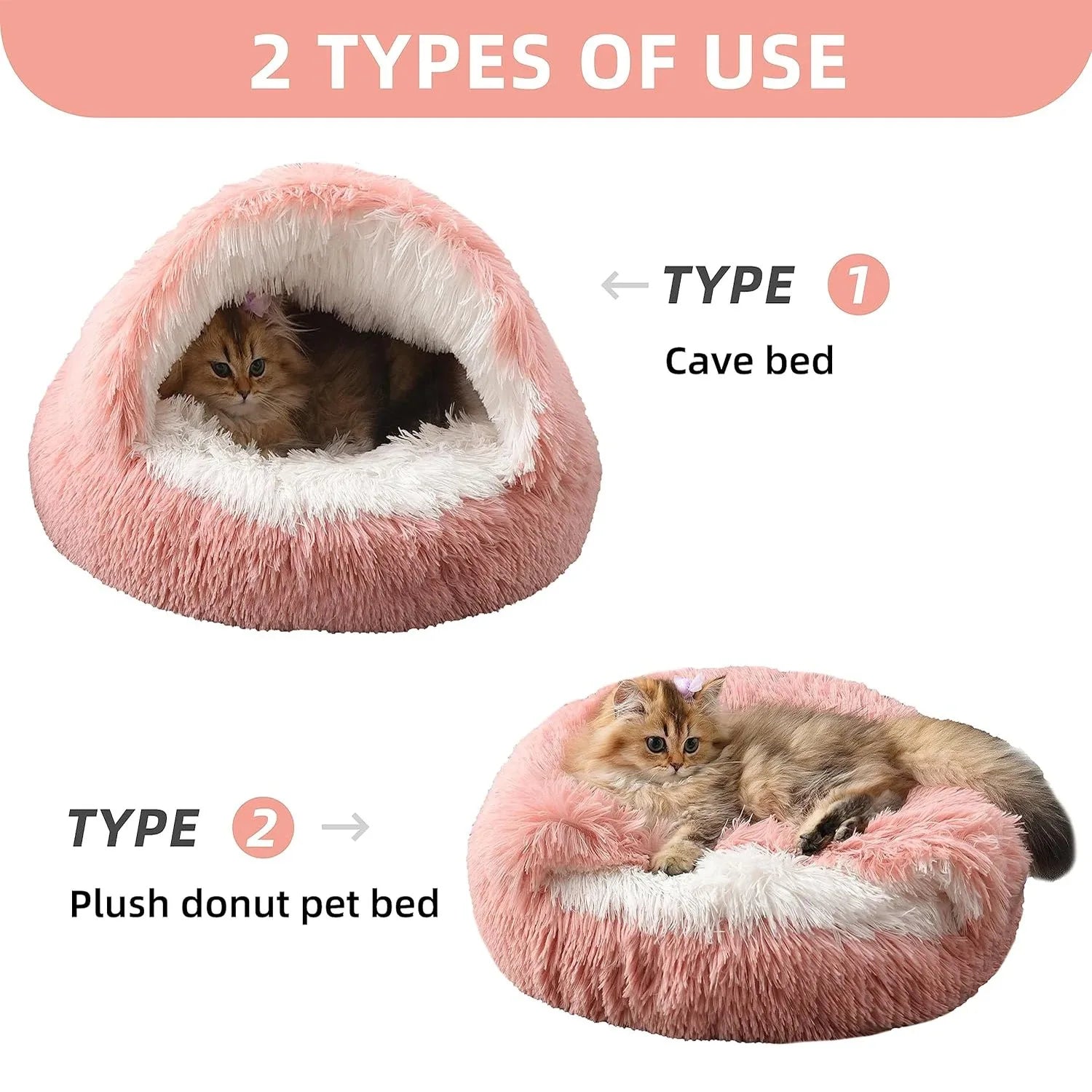 Round Plush Pet Bed with Removable Cover
