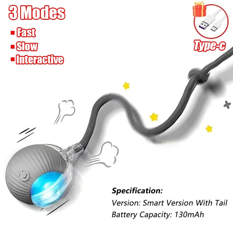 Automatic Rolling Ball Cat Toy with Tail, 1-3 Pack - view 16