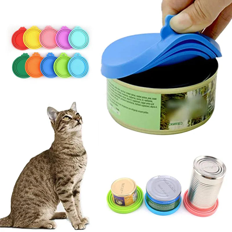 Reusable Pet Food Can Lid and Spoon Set for Dogs and Cats
