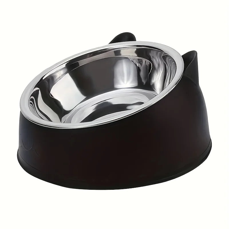 Elevated Tilted Stainless Steel Cat Bowl with Ear Stand - view 8