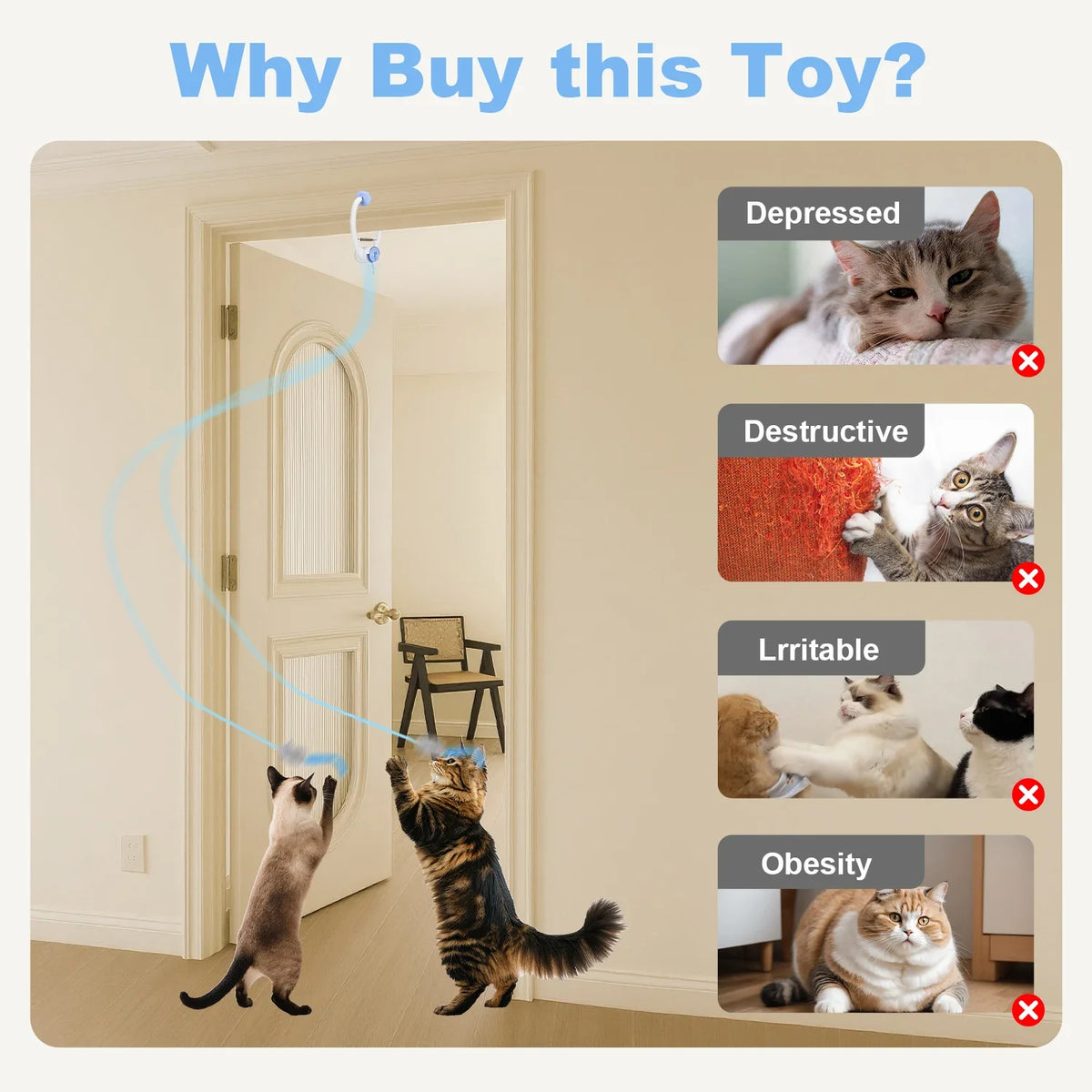 Rechargeable Door-Hanging Interactive Cat Toy - view 3