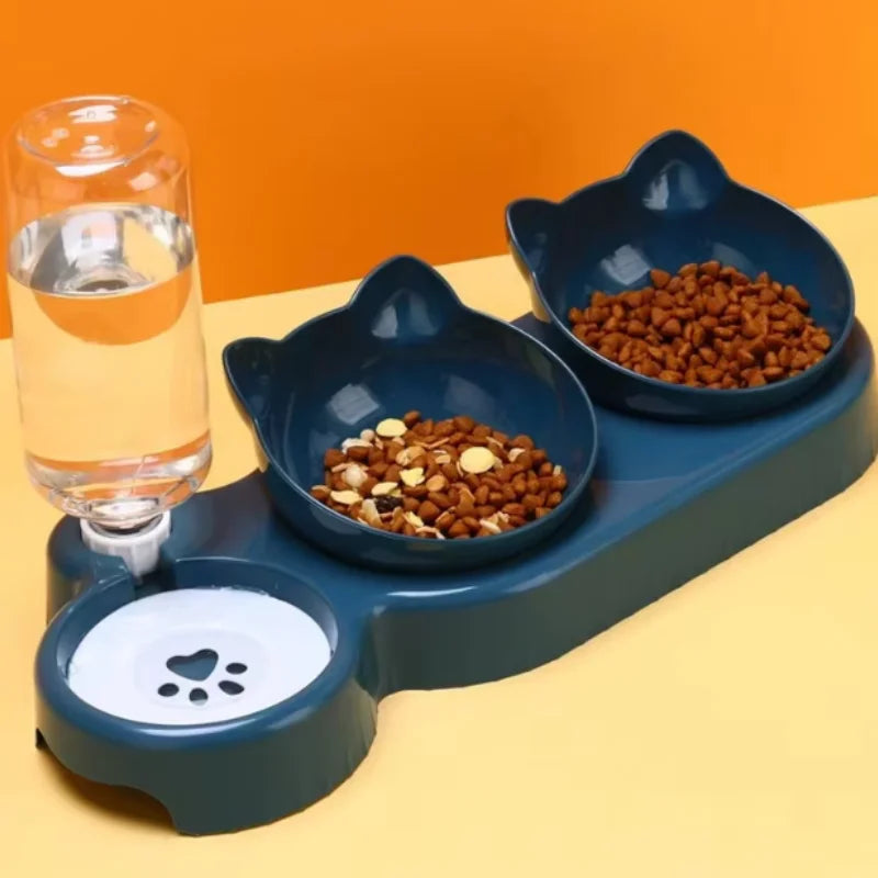 Triple Cat Bowl Feeder with Automatic Water Bottle - view 7