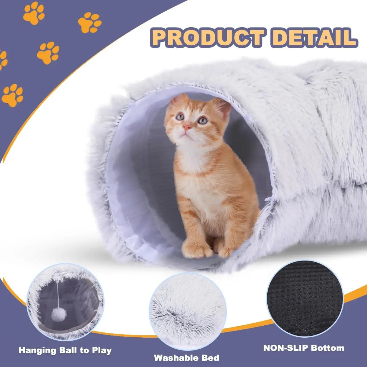2-in-1 Plush Cat Tunnel Bed - view 6
