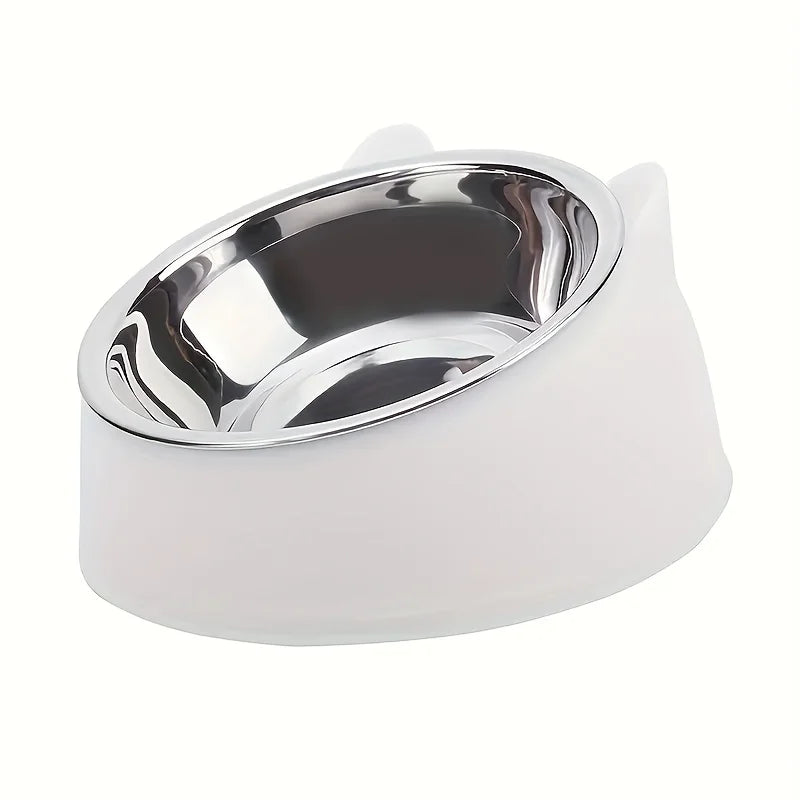 Elevated Tilted Stainless Steel Cat Bowl with Ear Stand - view 7