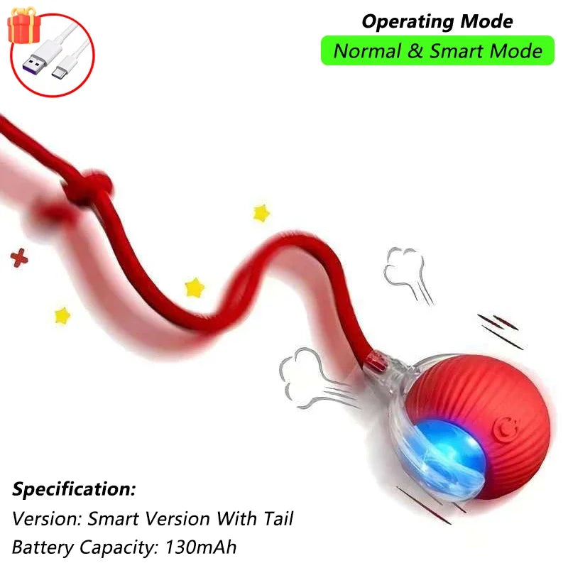 Rechargeable Smart Rolling Ball Cat Toy with Tail - view 14