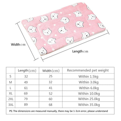 Cute Small Dog Mat Double-sided Use Winter Warm Medium Cat Sofa Blanket Skin-friendly Puppy Bed Cushion Pet Bed Accessories