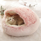 Round Plush Cave Bed with Cover for Cats and Small Dogs