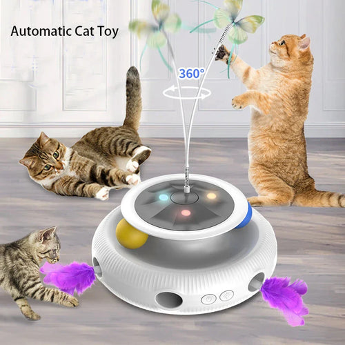 3-in-1 Automatic Butterfly and Feather Ball Cat Toy Set
