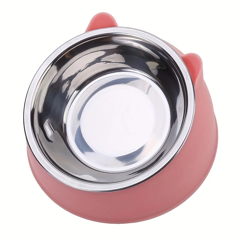 Elevated Tilted Stainless Steel Cat Bowl with Ear Stand - view 5