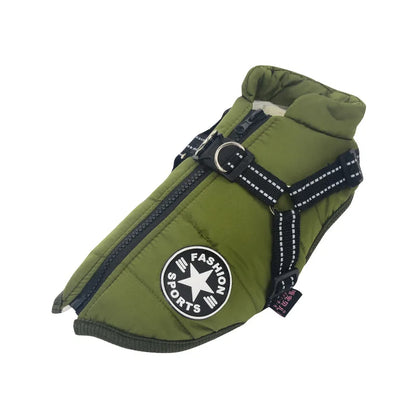 Winter Warm Large Pet Dog Jacket with Harness Waterproof Big Dog Coat for Labrador Chihuahua French Bulldog Outdoor Dog Clothes