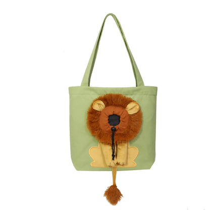 Pet Canvas Shoulder Bag Lion Shaped Carrier For Cat Comfortable Cats Carrying Pouch Handbag Puppy Messenger Bag For Out Travel
