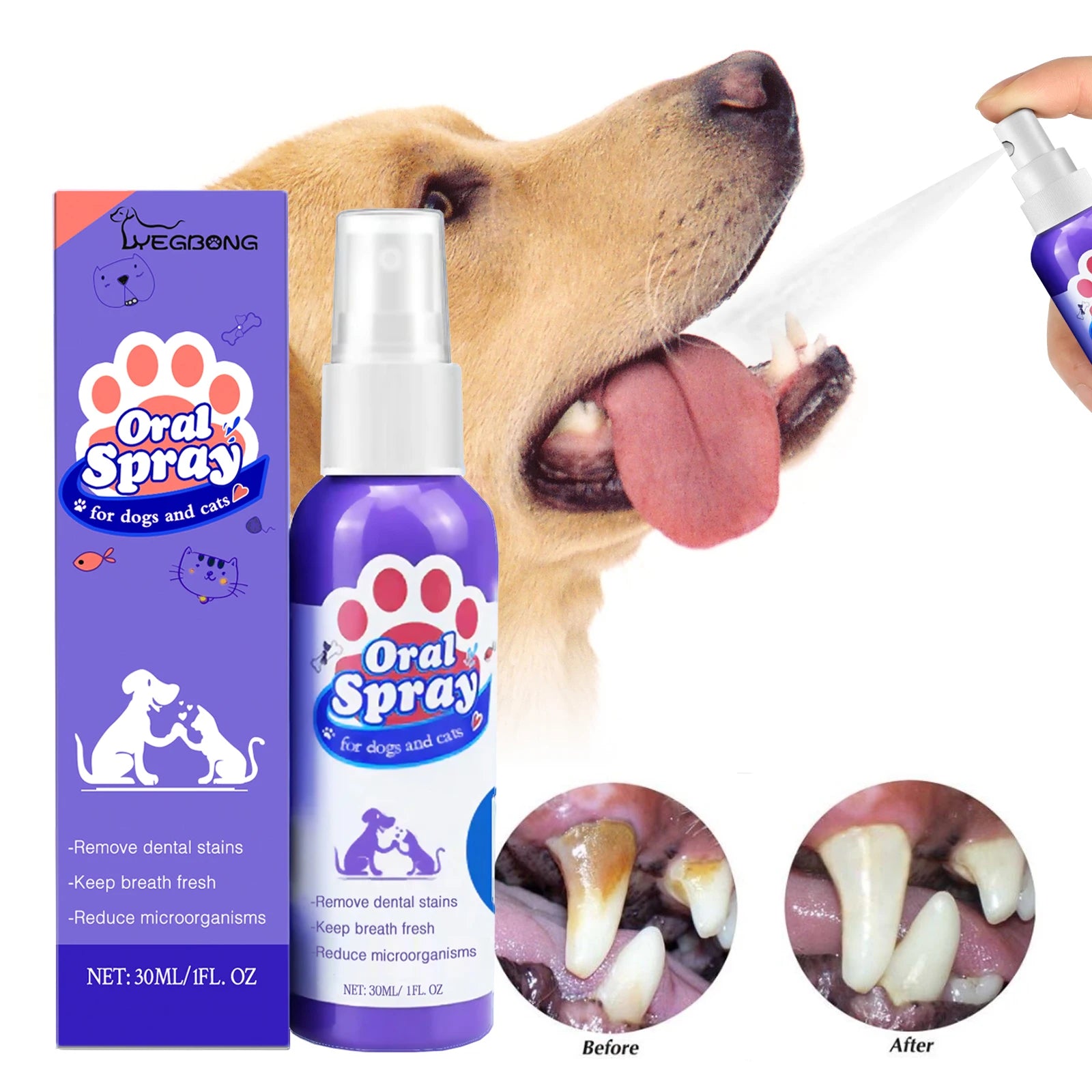 Pet Dental Spray for Fresh Breath and Plaque Control
