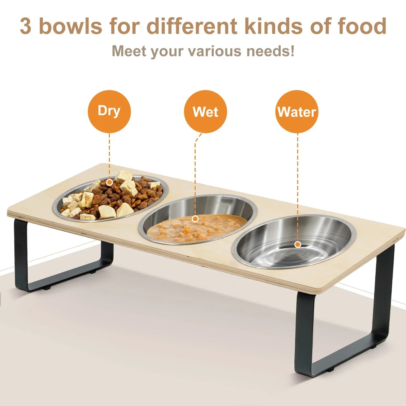Elevated Tilted Cat Feeding Bowls with Stand