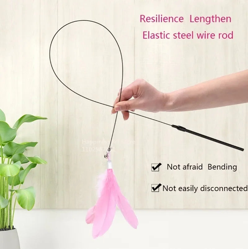 Suction Cup Cat Teaser Wand Toy with Bell and Feather - view 2