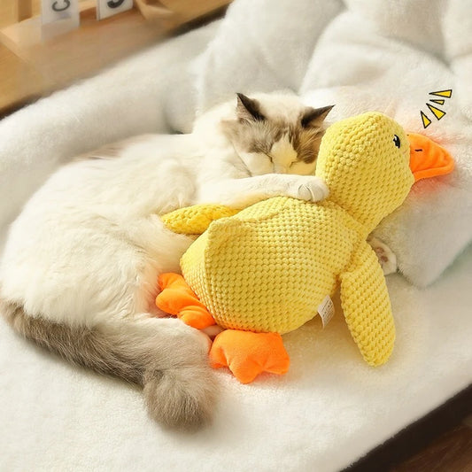 Plush Companion Sleeping Duck Dog Toys for Small Large Dogs Bite Resistant Teeth Grinding Sound Relief Duck Sound Toy