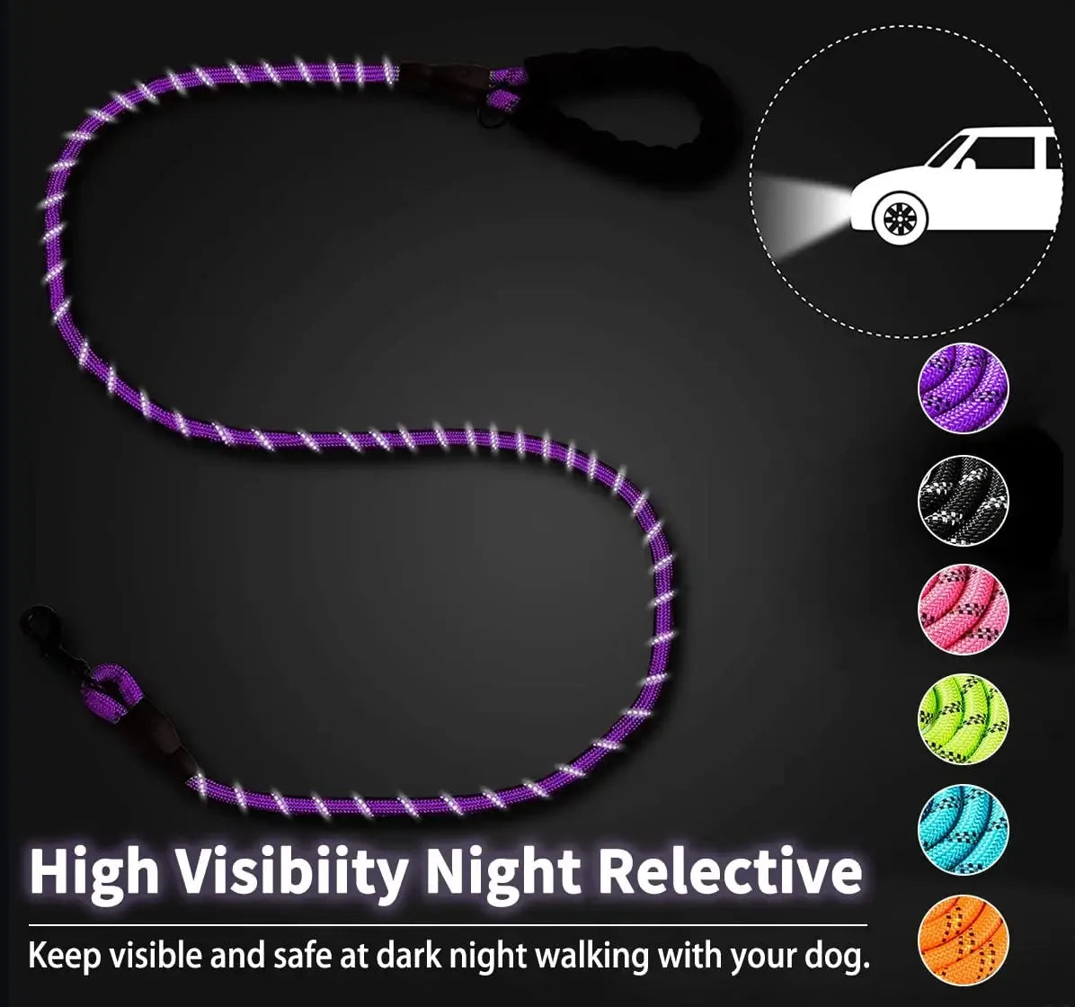 Reflective Dog Leash, Multiple Sizes