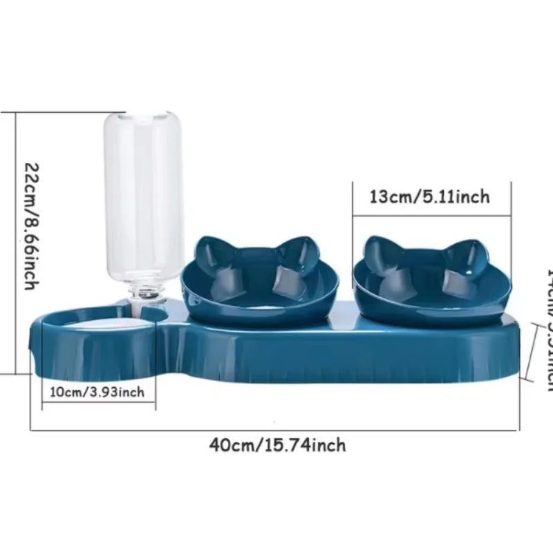 Triple Cat Bowl Feeder with Automatic Water Bottle - view 4