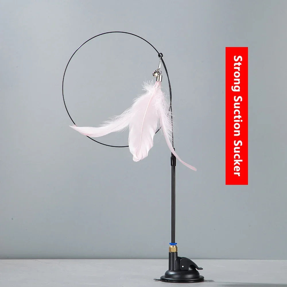 Suction Cup Cat Teaser Wand Toy with Bell and Feather - view 10